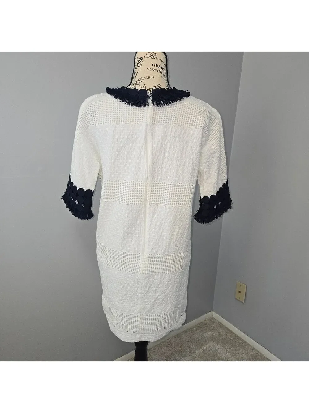 Belle BADGLEY MISCHKA Daya Dress Ivory Navy Women’s Size 0